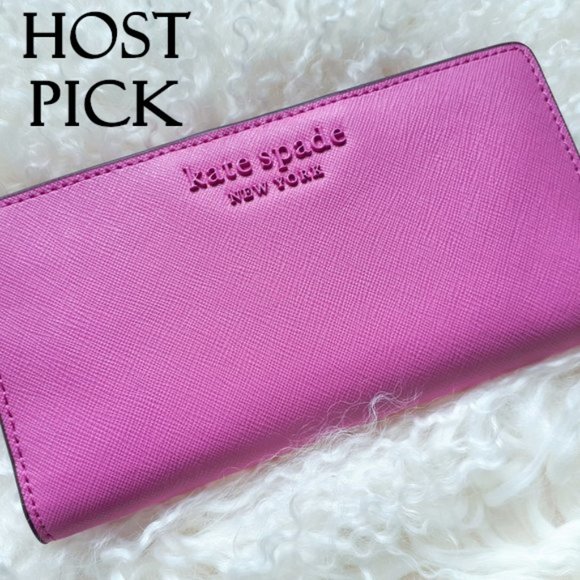 kate spade Handbags - NWT Kate Spade peony large slim bifold leather wallet